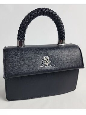 Christian Lacroix Black Braided-Handle Top-Handle Satchel and Crossbody Strap